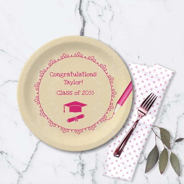 Cute Girls Graduation Party Paper Plate (Creator Uploaded)