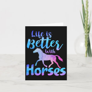 Cute Girls Horseback Riding Shirt Life Is Better W Card