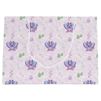 Cute Girls Jurassic Dino Birthday Dinosaur Large Gift Bag