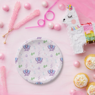 Cute Girls Jurassic Dino Birthday Dinosaur Paper Plate