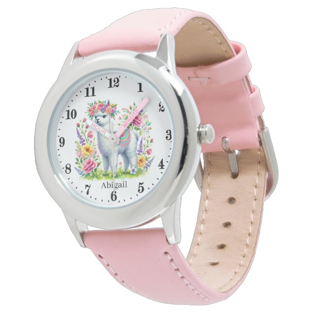 Cute girls llama lovers customisable  watch (Angled)