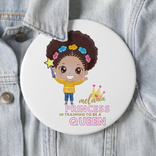 Cute Girls Melanin Princess Training To Be Queen 6 Cm Round Badge