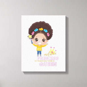Cute Girls Melanin Princess Training To Be Queen Canvas Print