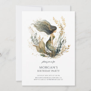 Cute Girl's Mermaid Birthday Party Invitation