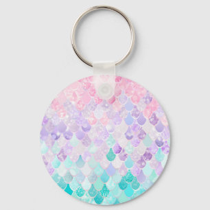 Cute Girls Mermaid Key Ring, Pink, Purple, Teal Key Ring