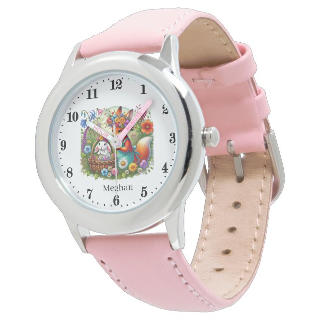 Cute girls mixed animals fox bunny customisable watch (Angled)