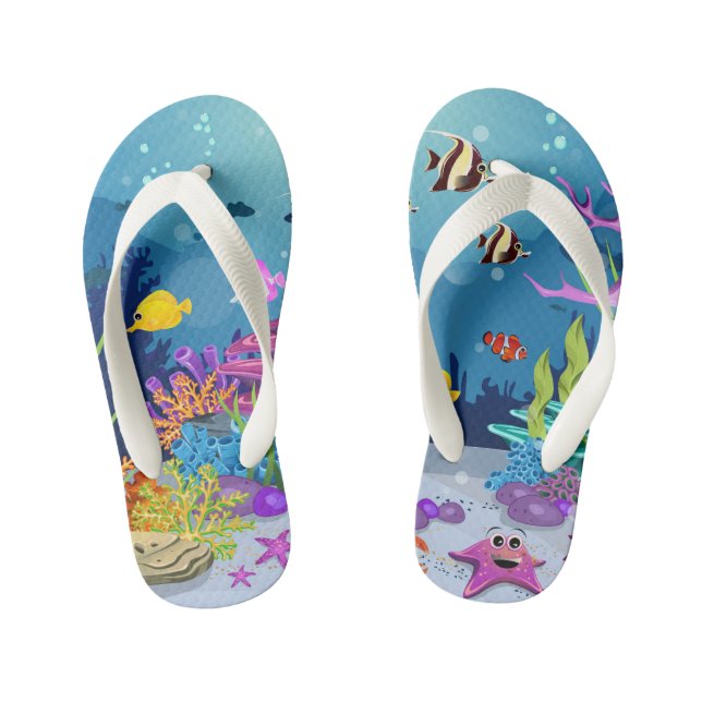 Cute girls ocean fish  kid's thongs (Footbed)