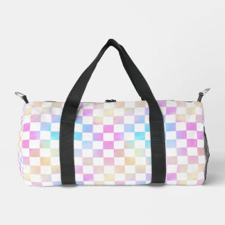 Cute Girls Pastel Rainbow Chequered Plaid Duffle Bag