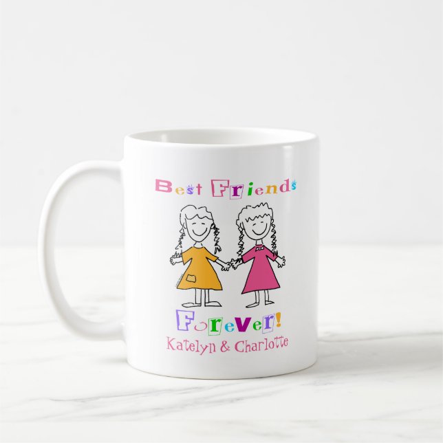Cute Girls Personalised Best Friends Forever Coffee Mug (Left)