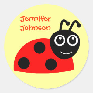 Cute Girls Personalised Cartoon Ladybug Sticker