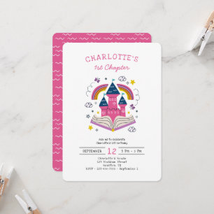 Cute Girl's Pink 1st Birthday Party Invitation