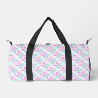 Cute Girls Pink and Blue Soccer Ball Pattern Duffle Bag