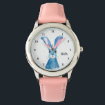Cute Girls Pink Bunny Rabbit Animal Kids Floral Watch<br><div class="desc">Cute,  girls,  floral,  bunny rabbit,  woodland animal watercolor watch. Girly,  Perfect for kids. Personalize it with your child's name.</div>