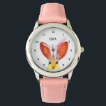 Cute Girls Pink Bunny Rabbit Animal Kids Floral Watch<br><div class="desc">Cute,  girls,  floral,  bunny rabbit,  woodland animal watercolor watch. Girly,  Perfect for kids. Personalize it with your child's name.</div>