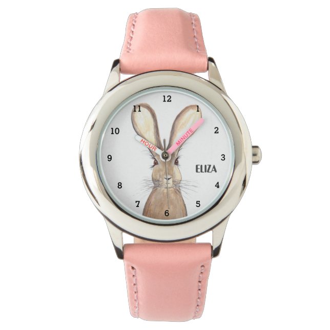Cute Girls Pink Bunny Rabbit Animal Kids Watch (Front)