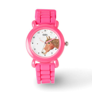 Cute Girls Pink Horse Animal Kids Pony Watch