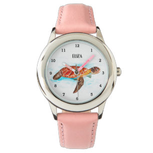 Cute Girls Pink Sea Turtle Animal Kids  Watch