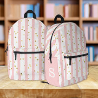 Cute Girl's Pink Stripes, Dots and  Any Monogram