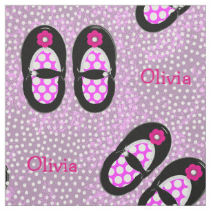 Cute Girls Polka Dot Shoes Theme Personalised Fabric