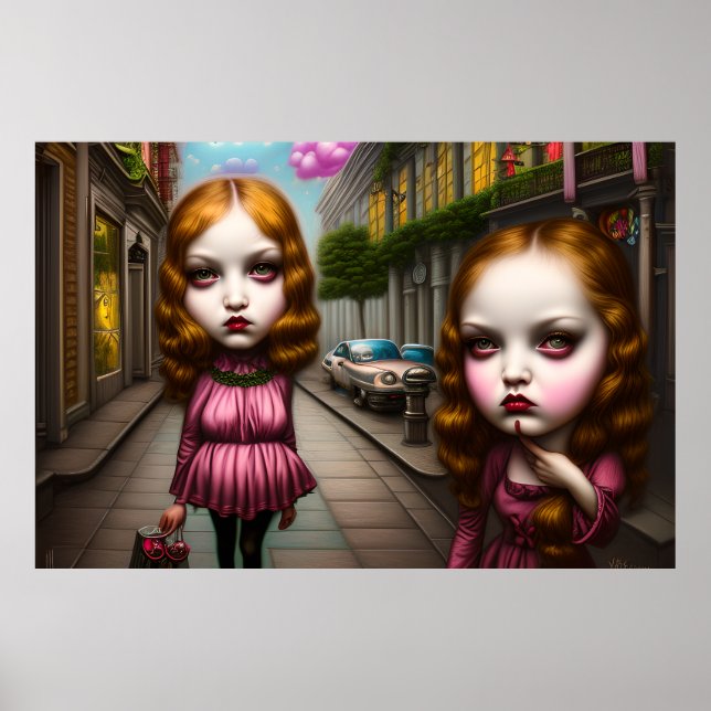 Cute girls posing for a photo at their street  poster (Front)