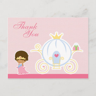 Cute girl's princess carriage thank you postcard
