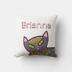 Cute Girls Purple Cat Pattern Cushion