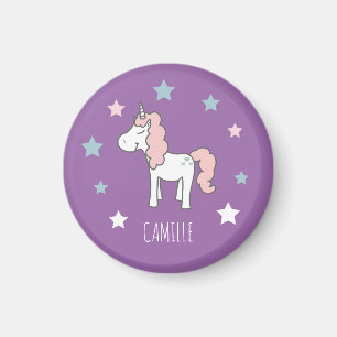 Cute Girls Purple Magical Unicorn Magnet