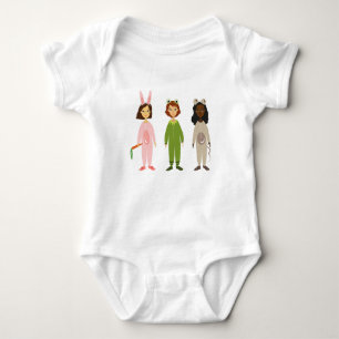 Cute girls pyjama friends theme baby bodysuit