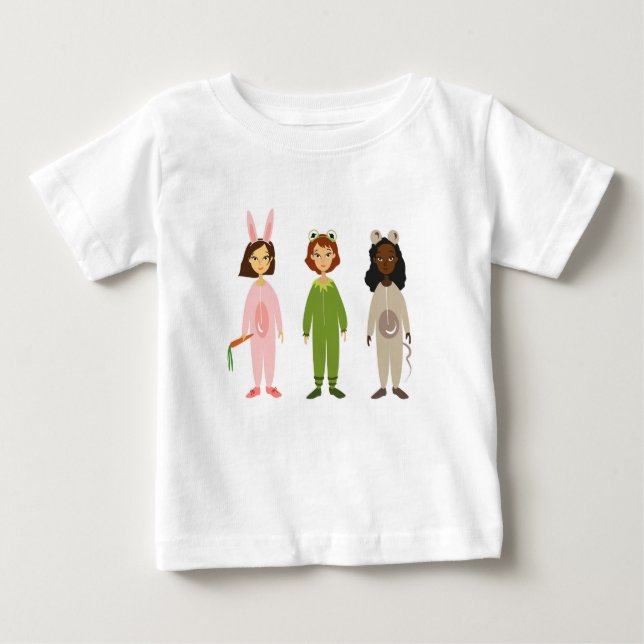 Cute girls pyjama friends theme baby T-Shirt (Front)