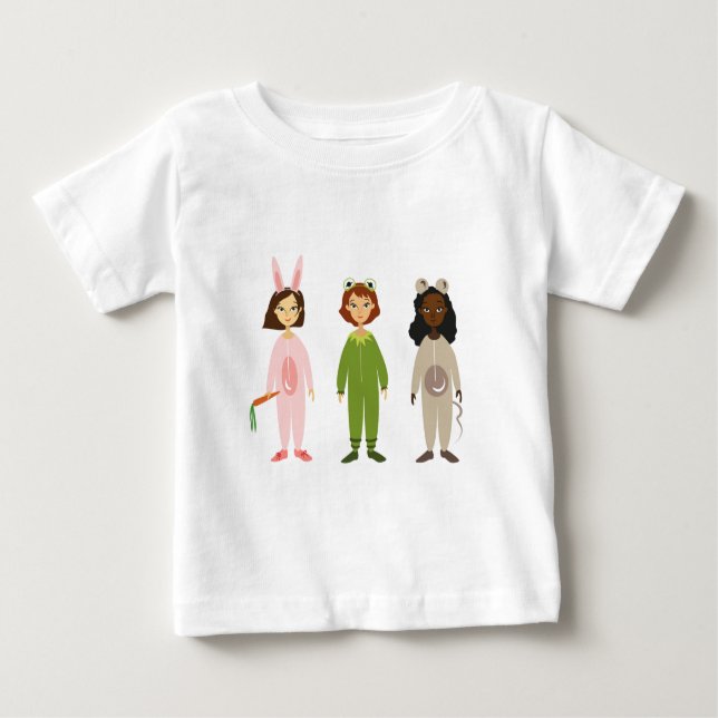 Cute girls pyjama friends theme baby T-Shirt (Front)