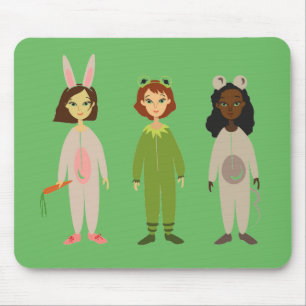 Cute girls pyjama friends theme mouse pad