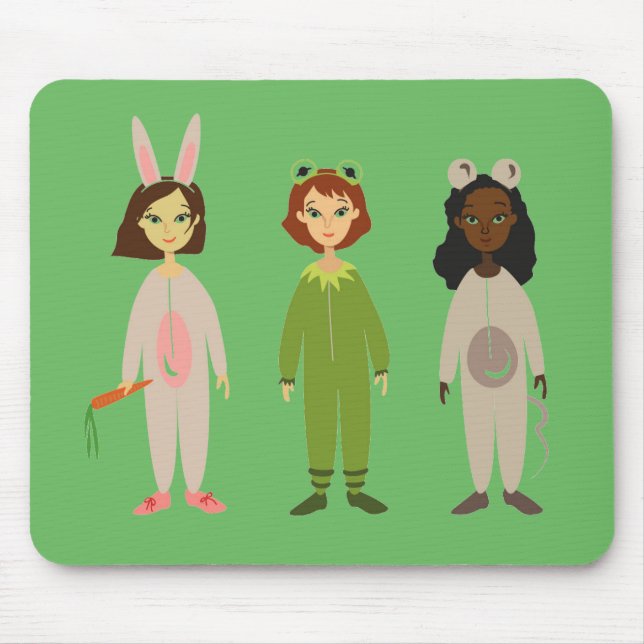 Cute girls pyjama friends theme mouse pad (Front)