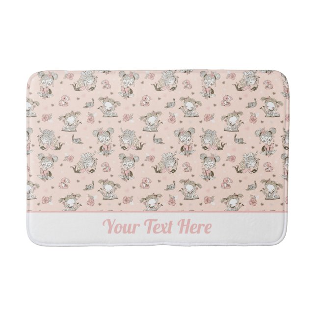 Cute Girls Reading Books Gift Ideas Bath Mat (Front)