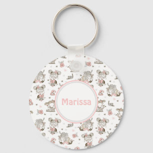 Cute Girls Reading Books Gift Ideas Key Ring