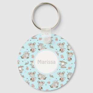 Cute Girls Reading Books Gift Ideas Key Ring