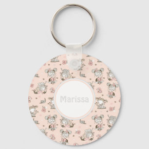 Cute Girls Reading Books Gift Ideas Key Ring
