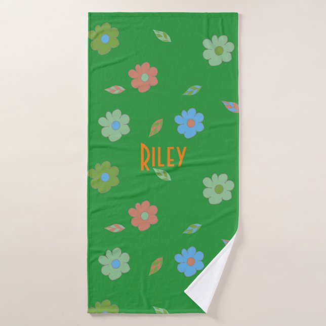 Cute Girls Retro Flower Bath Towel (Bath Towel)