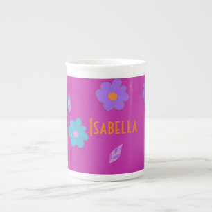 Cute Girls Retro Flower Bone China Mug