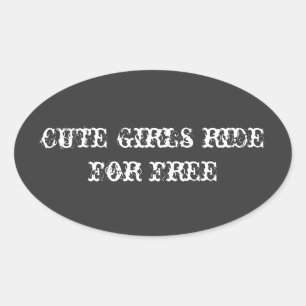 "cute girls ride for free" helmet sticker