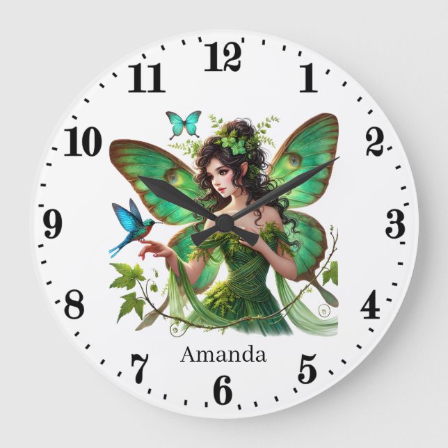Cute girls room butterfly fairy  large clock (Front)