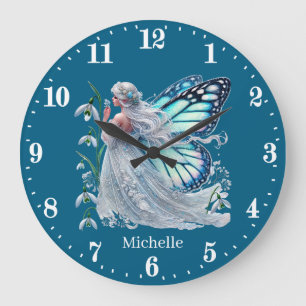 Cute girls room butterfly fairy large clock