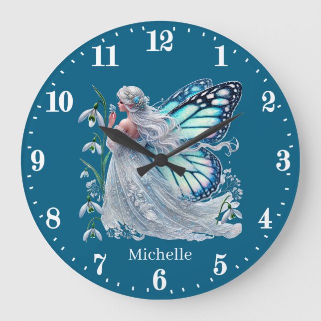Cute girls room butterfly fairy  large clock (Front)
