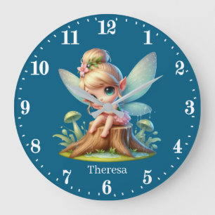 Cute girls room fairy Large Clock 