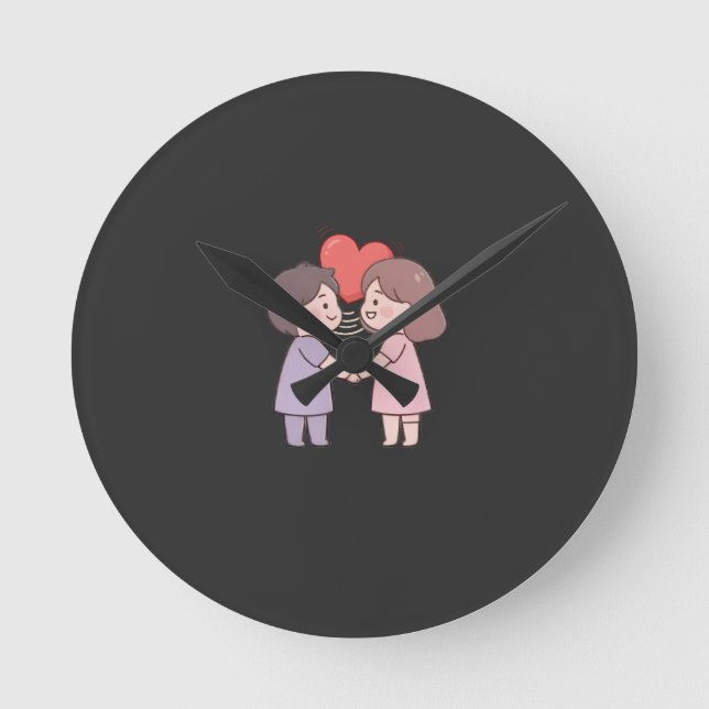 cute girls round clock (Front)