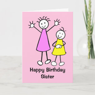Cute Girls Sister Happy Birthday Card