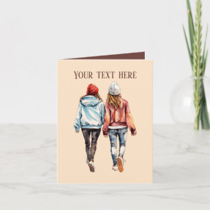 Cute girls Sisters or Friends Card