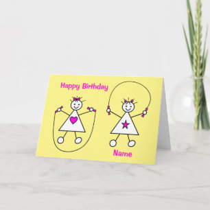 Cute Girls Skipping Birthday Card