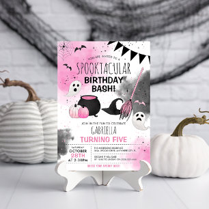 Cute Girls Spooktacular Halloween Birthday Invitation