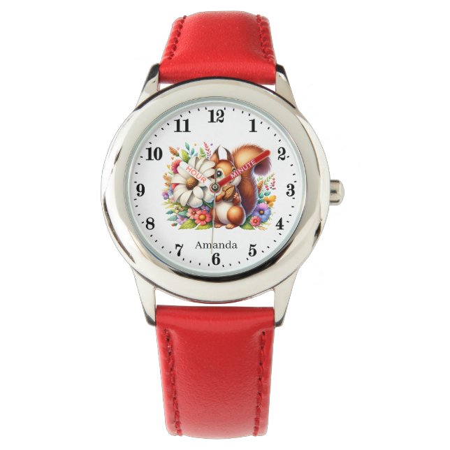 Cute girls squirrel lovers add name  watch (Front)