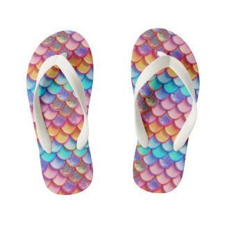 Cute girls tiled mermaid scales pattern kid's thongs